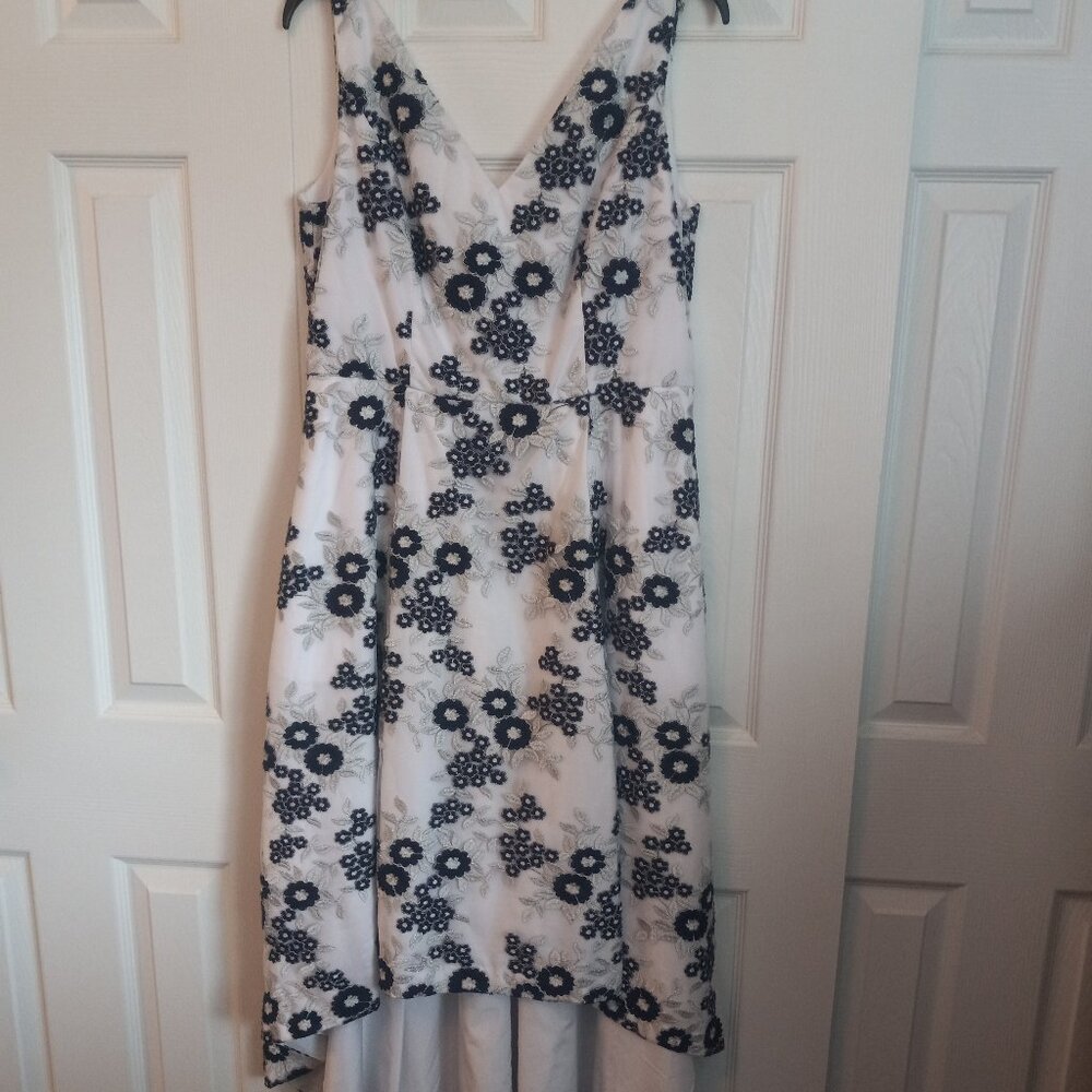 Blue and White embroidered Floral Calvin Klein Dress size 12